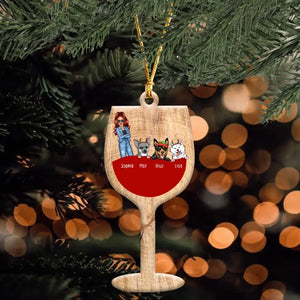 Personalized Dog Wine Wooden Ornament Printed NTMTHN23795