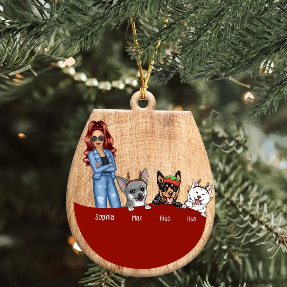 Personalized Dog Wine Wooden Ornament Printed NTMTHN23795