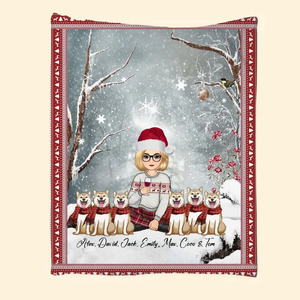 Personalized Dog Mom Snow Girl Xmas Sherpa or Fleece Blanket Printed PTN23809