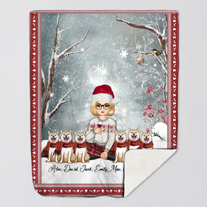 Personalized Dog Mom Snow Girl Xmas Sherpa or Fleece Blanket Printed PTN23809