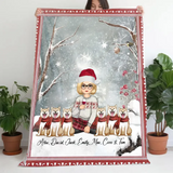 Personalized Dog Mom Snow Girl Xmas Sherpa or Fleece Blanket Printed PTN23809