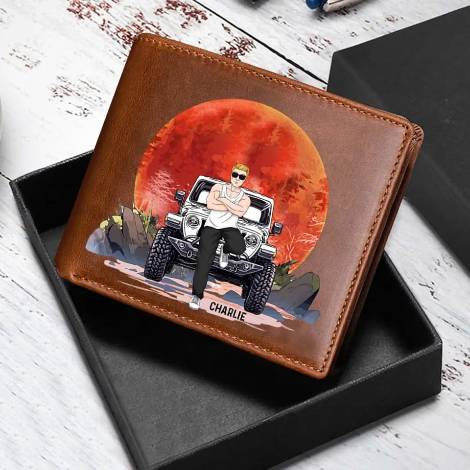 Personalized Jeep Man Custom Name Leather Wallet LDMVQ23817