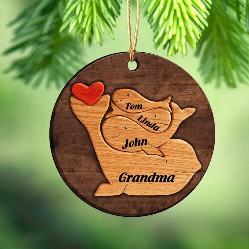 Personalized Dolphin Family Custom Name Wooden Ornament 2 Layer Printed NTMTPTN23828