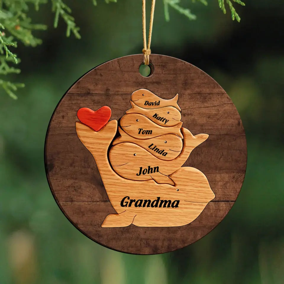 Personalized Dolphin Family Custom Name Wooden Ornament 2 Layer Printed NTMTPTN23828