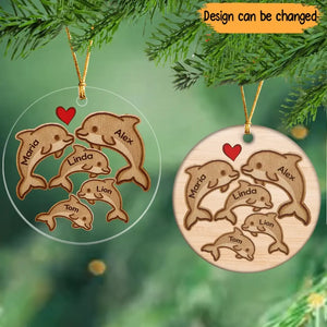 Personalized Dolphin Family Wooden Or Acrylic Ornament Printed NTMTPTN23829
