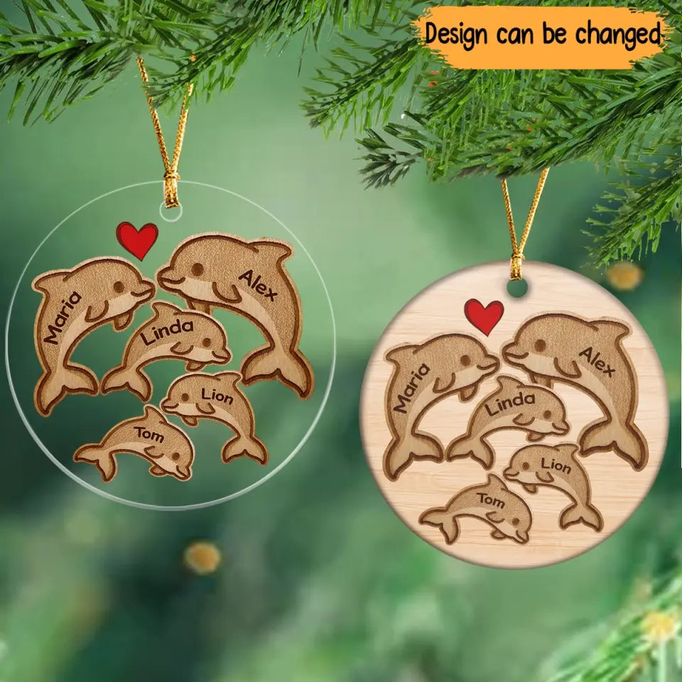 Personalized Dolphin Family Wooden Or Acrylic Ornament Printed NTMTPTN23829