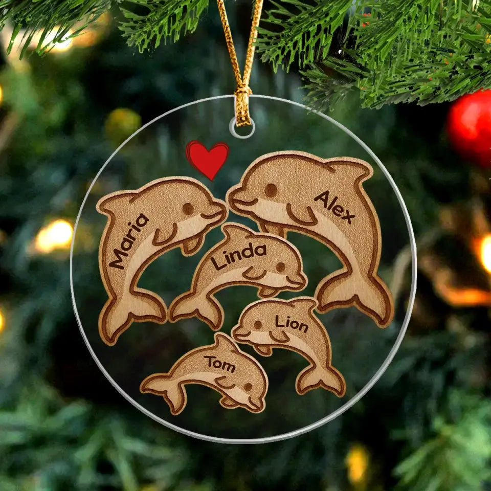 Personalized Dolphin Family Wooden Or Acrylic Ornament Printed NTMTPTN23829