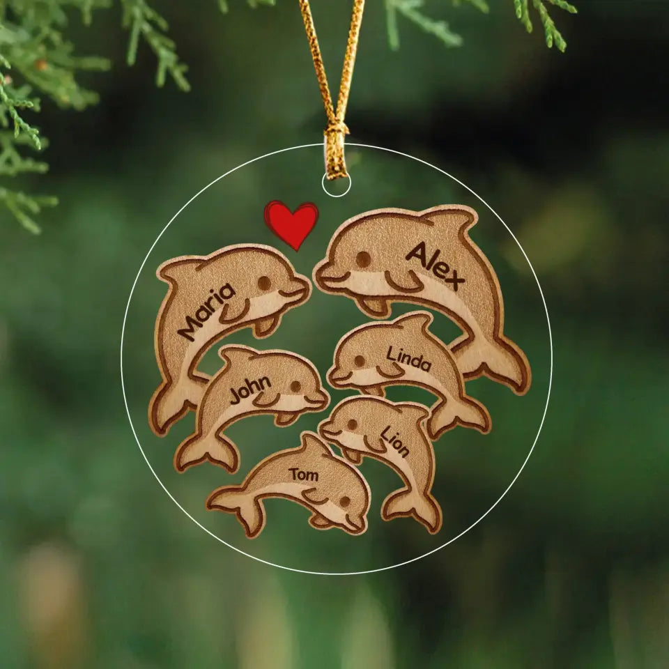 Personalized Dolphin Family Wooden Or Acrylic Ornament Printed NTMTPTN23829