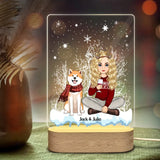 Personalized Dog Mom Dog Lovers Girl Xmas Snow LED Night Light Acrylic LED Lamp Printed PN23839