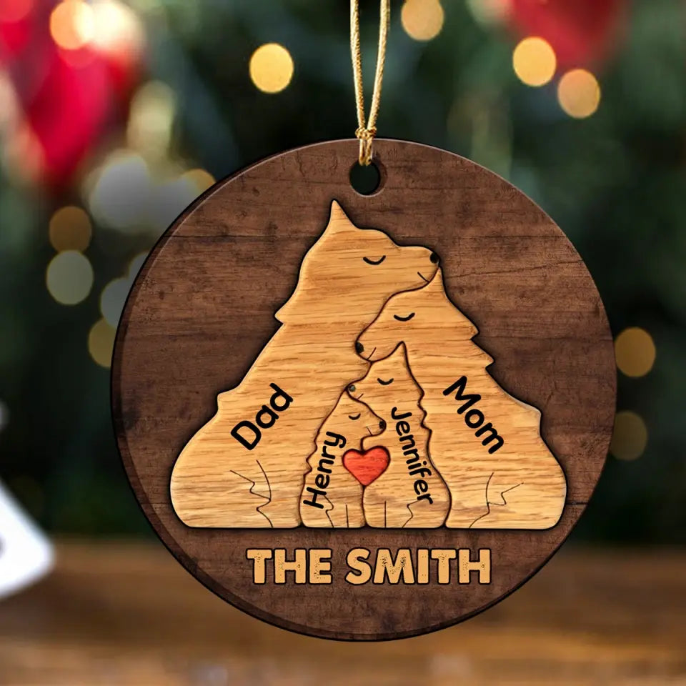 Personalized Dog Family Custom Name Wooden Ornament 2 Layer Printed NTMTPTN23847