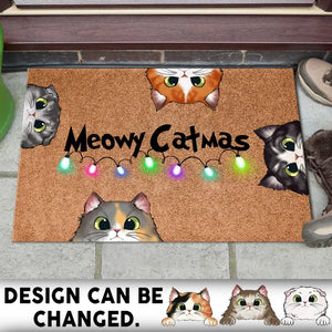 Personalized Meowy Catmas Cat Lovers Gift Doormat Printed HN23841