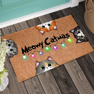 Personalized Meowy Catmas Cat Lovers Gift Doormat Printed HN23841