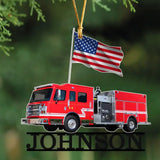 Personalized US Fire Truck Custom Name Acrylic Ornament Printed LDMKVH23854