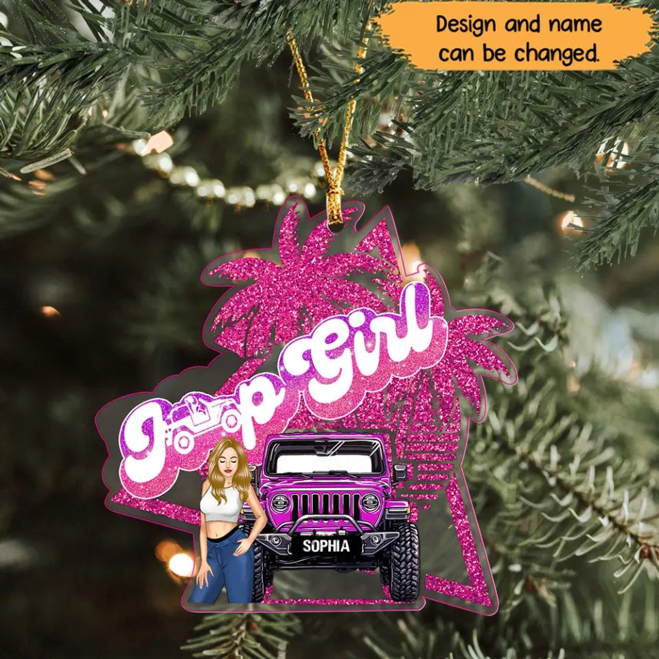 Personalized Jeep Girl Custom Name Acrylic Ornament Printed NTMTHN23876
