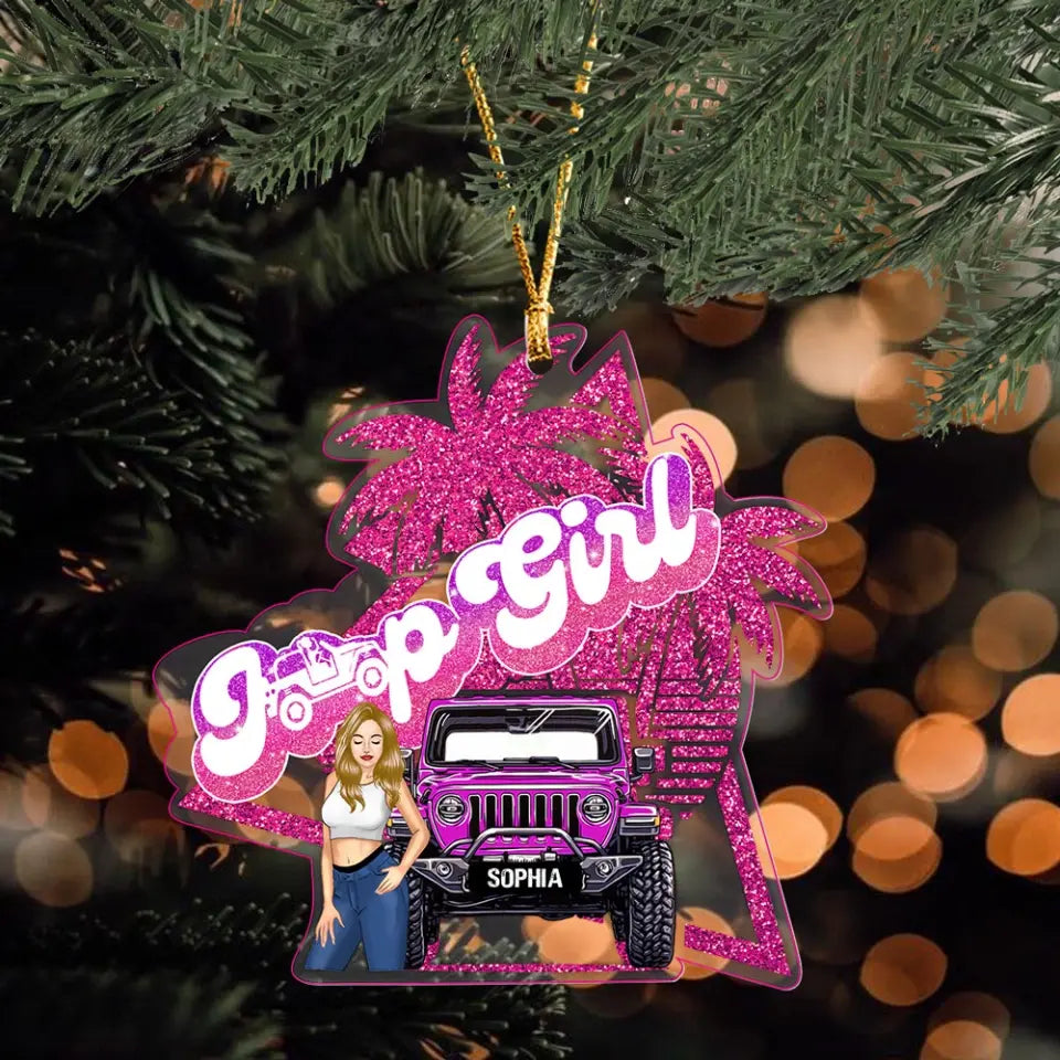 Personalized Jeep Girl Custom Name Acrylic Ornament Printed NTMTHN23876