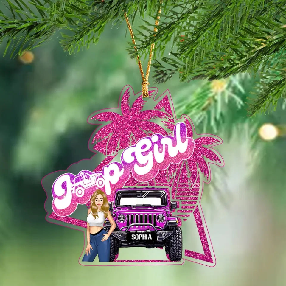 Personalized Jeep Girl Custom Name Acrylic Ornament Printed NTMTHN23876