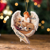 Personalized Upload Your Sleeping Dog Photo Baby Angel Wooden Ornament Printed KVH23874
