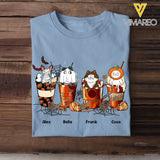 Personalized Cat Halloween Coffee Cute Cat Lover T-Shirt Printed QTVQ342