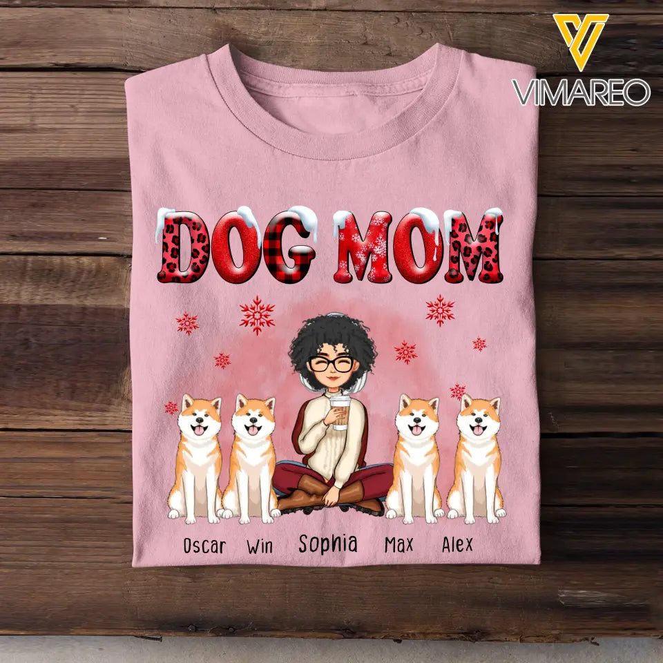 Personalized Dog Mom Christmas T-shirt Printed LDMHN23773