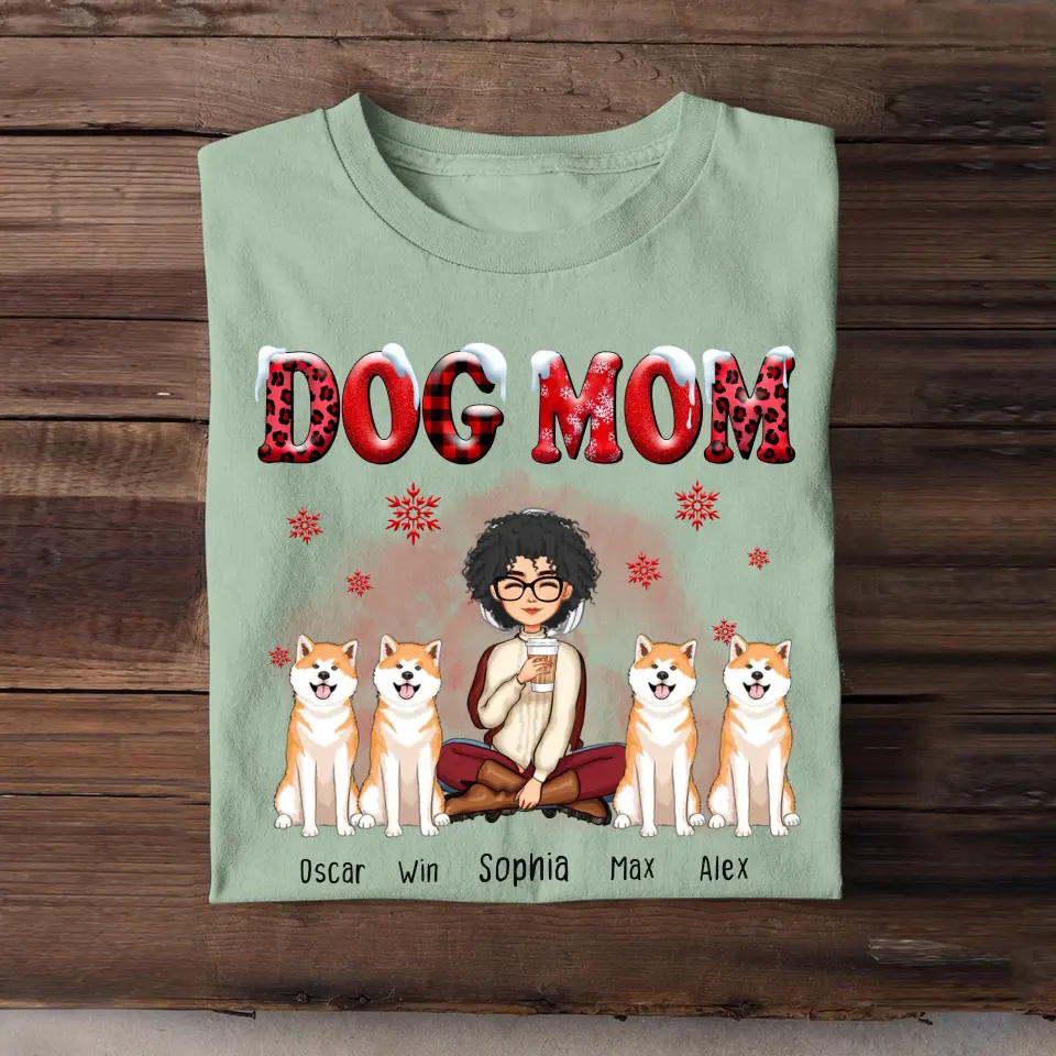 Personalized Dog Mom Christmas T-shirt Printed LDMHN23773