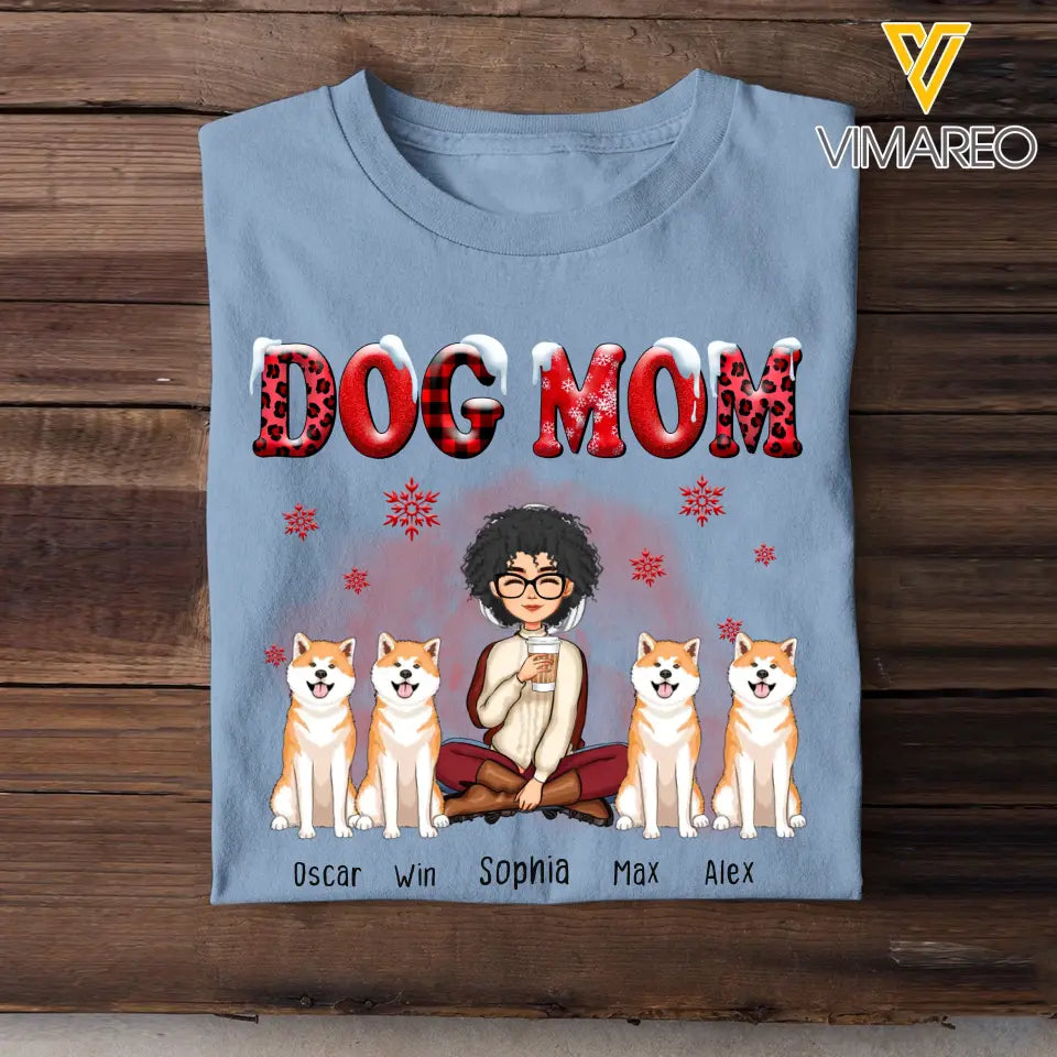 Personalized Dog Mom Christmas T-shirt Printed LDMHN23773