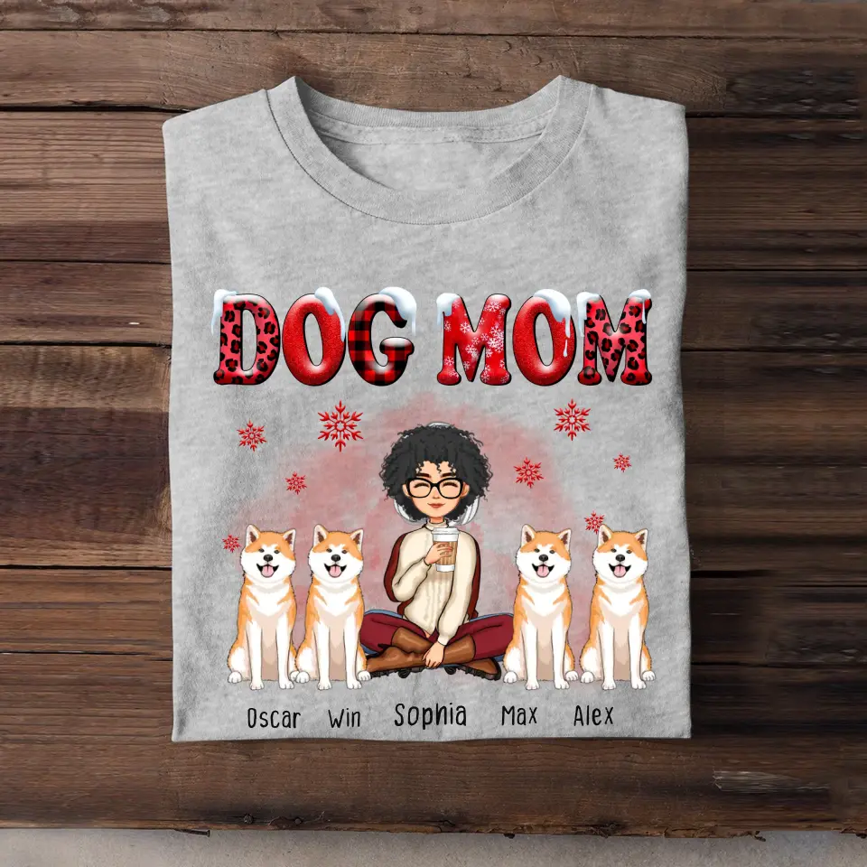 Personalized Dog Mom Christmas T-shirt Printed LDMHN23773
