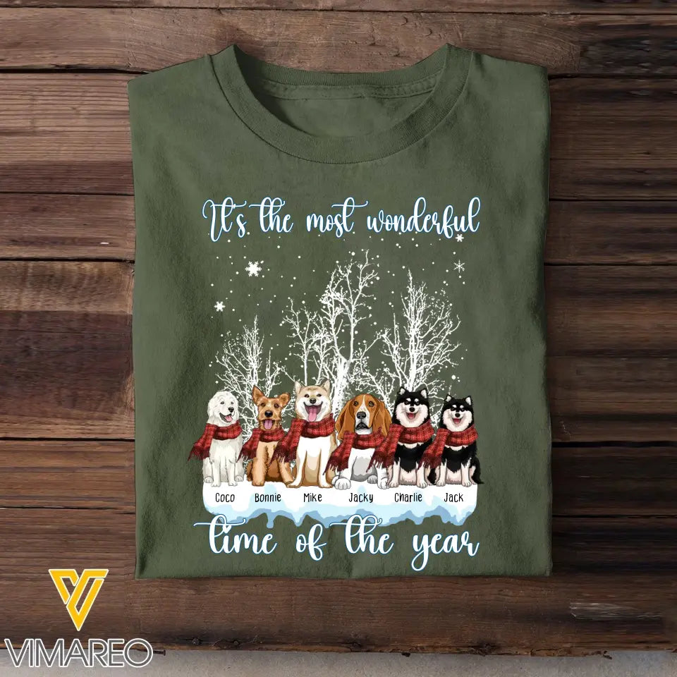 Personalized It's The Most Wonderful Time Off The Year Dog Xmas Dog Lovers Gift T-shirt Printed QTHN23887