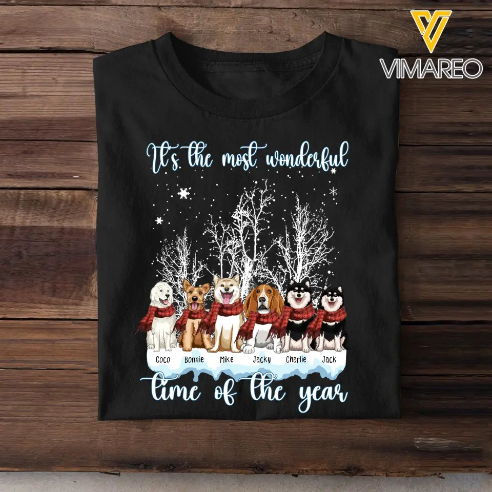 Personalized It's The Most Wonderful Time Off The Year Dog Xmas Dog Lovers Gift T-shirt Printed QTHN23887