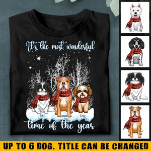 Personalized It's The Most Wonderful Time Off The Year Dog Xmas Dog Lovers Gift T-shirt Printed QTHN23887