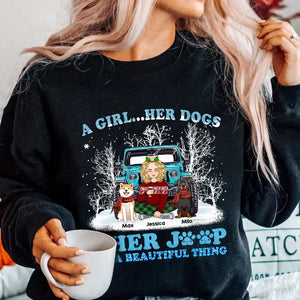 Personalized A Girl Her Dogs & Her Jeep It's A Beautiful Thing Sweatshirt Printed NTMTVQ23899