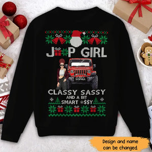 Personalized Jeep Girl Classy Sassy And A Bit Smart Xmas Gift Sweatshirt Printed LDMHN23906