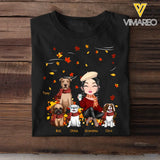 Personalized Autumn Girl & Dog Custom Name T-shirt Printed HN23911