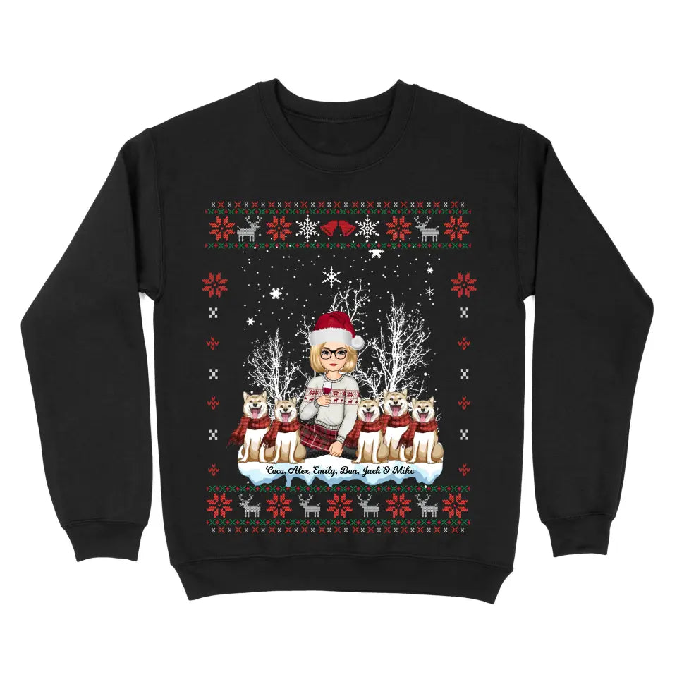 Personalized Girl Xmas & Dog Snow Christmas Gift Sweatshirt Printed KVH23915