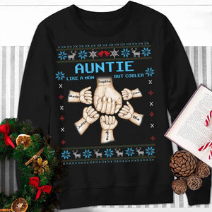 Personalized Auntie Like A Mom But Cooler Hands & Kid Names Sweatshirt Printed KVH23912