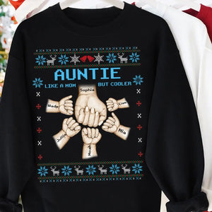 Personalized Auntie Like A Mom But Cooler Hands & Kid Names Sweatshirt Printed KVH23912