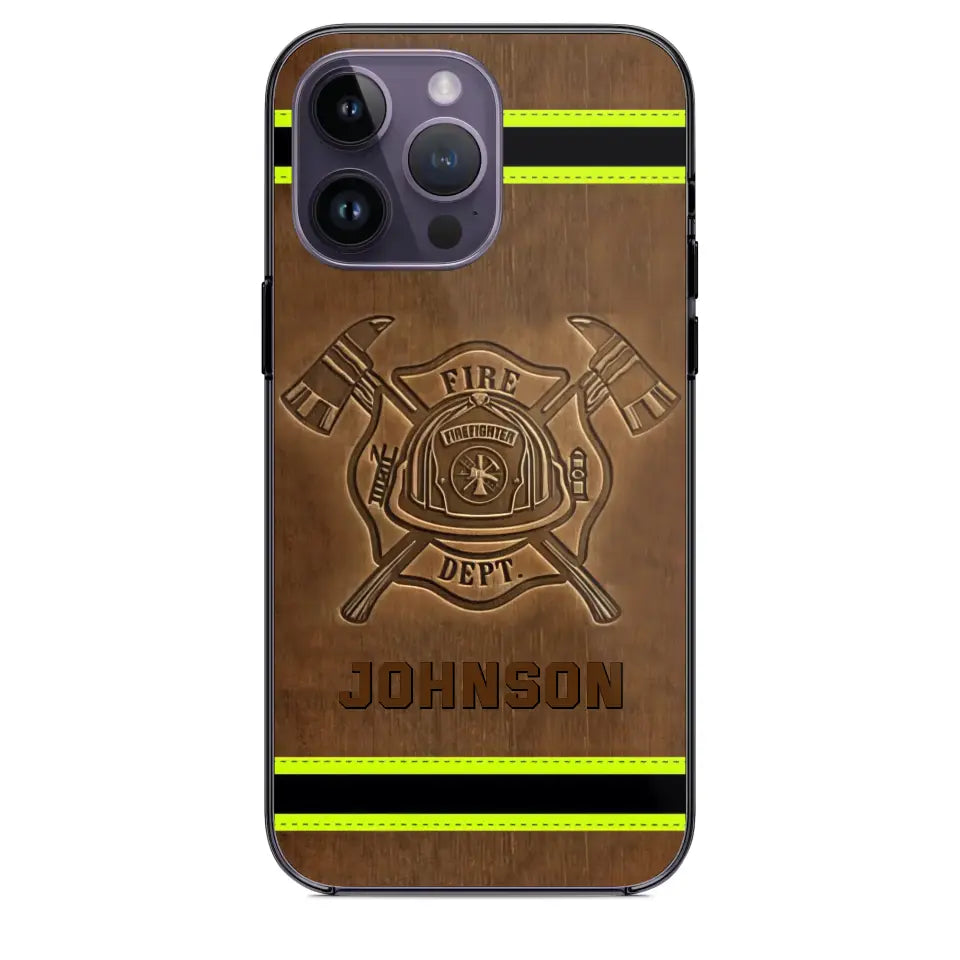 Personalized Firefighter Custom Name Leather Phonecase Printed KVH23949