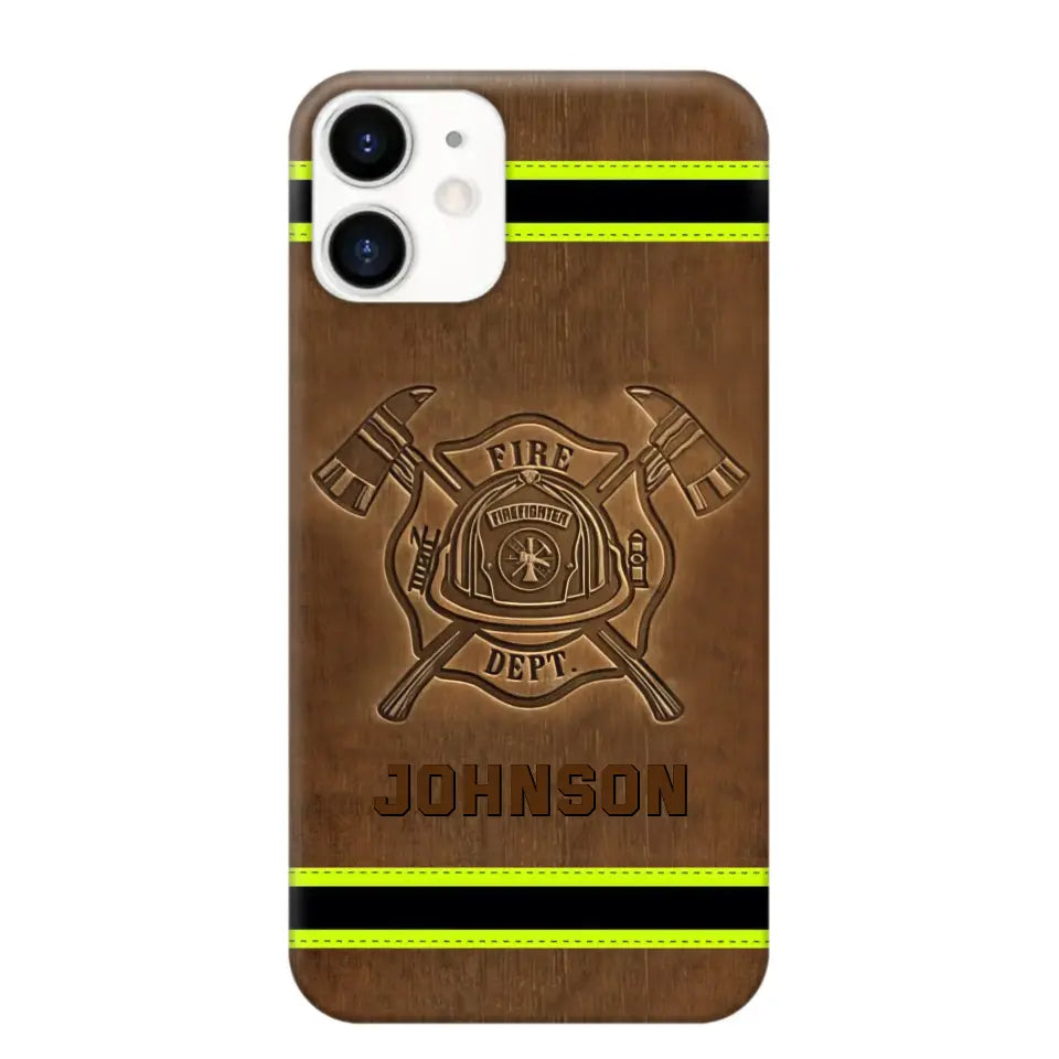 Personalized Firefighter Custom Name Leather Phonecase Printed KVH23949