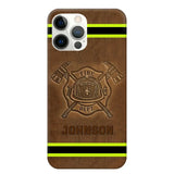 Personalized Firefighter Custom Name Leather Phonecase Printed KVH23949