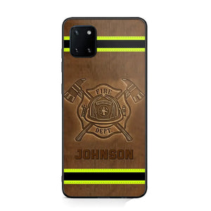 Personalized Firefighter Custom Name Leather Phonecase Printed KVH23949