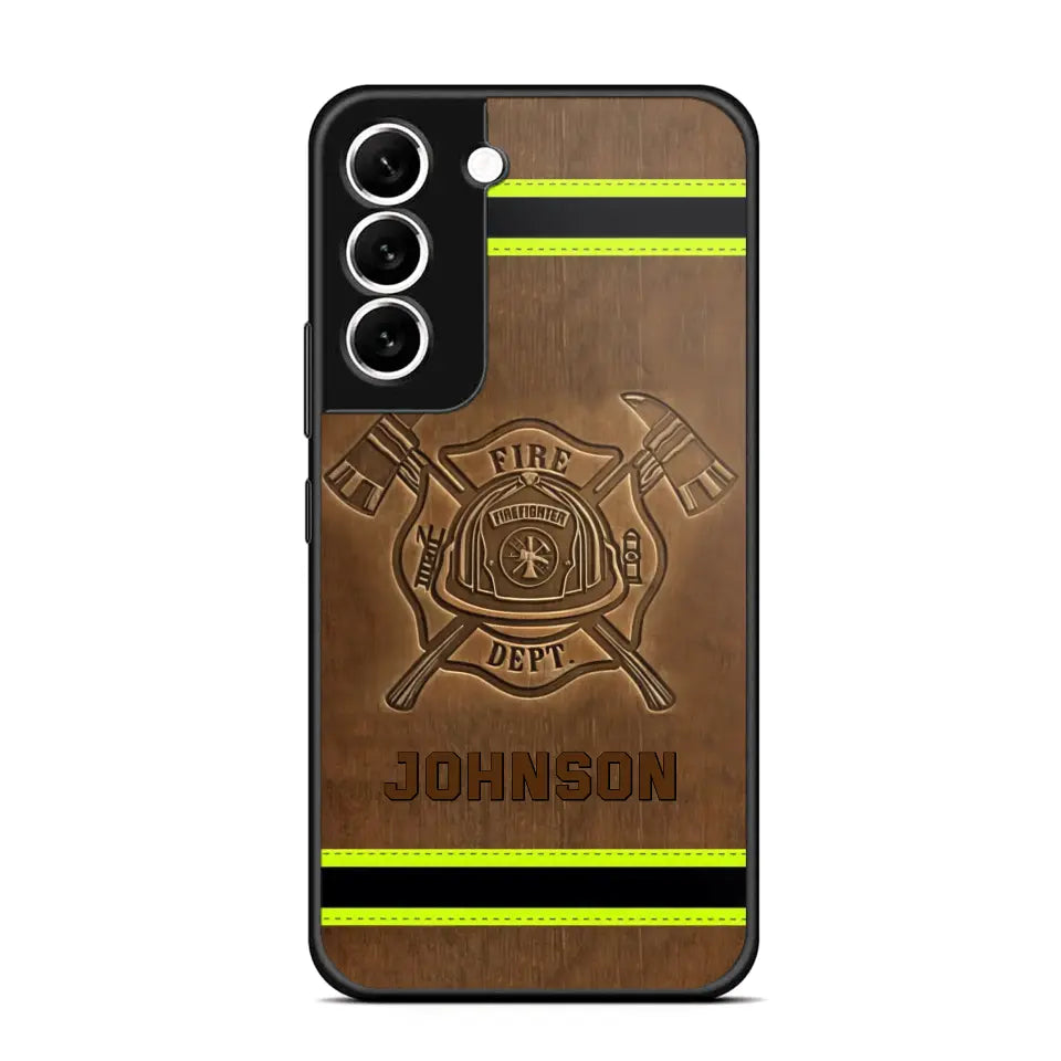 Personalized Firefighter Custom Name Leather Phonecase Printed KVH23949