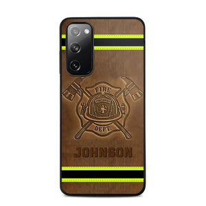 Personalized Firefighter Custom Name Leather Phonecase Printed KVH23949