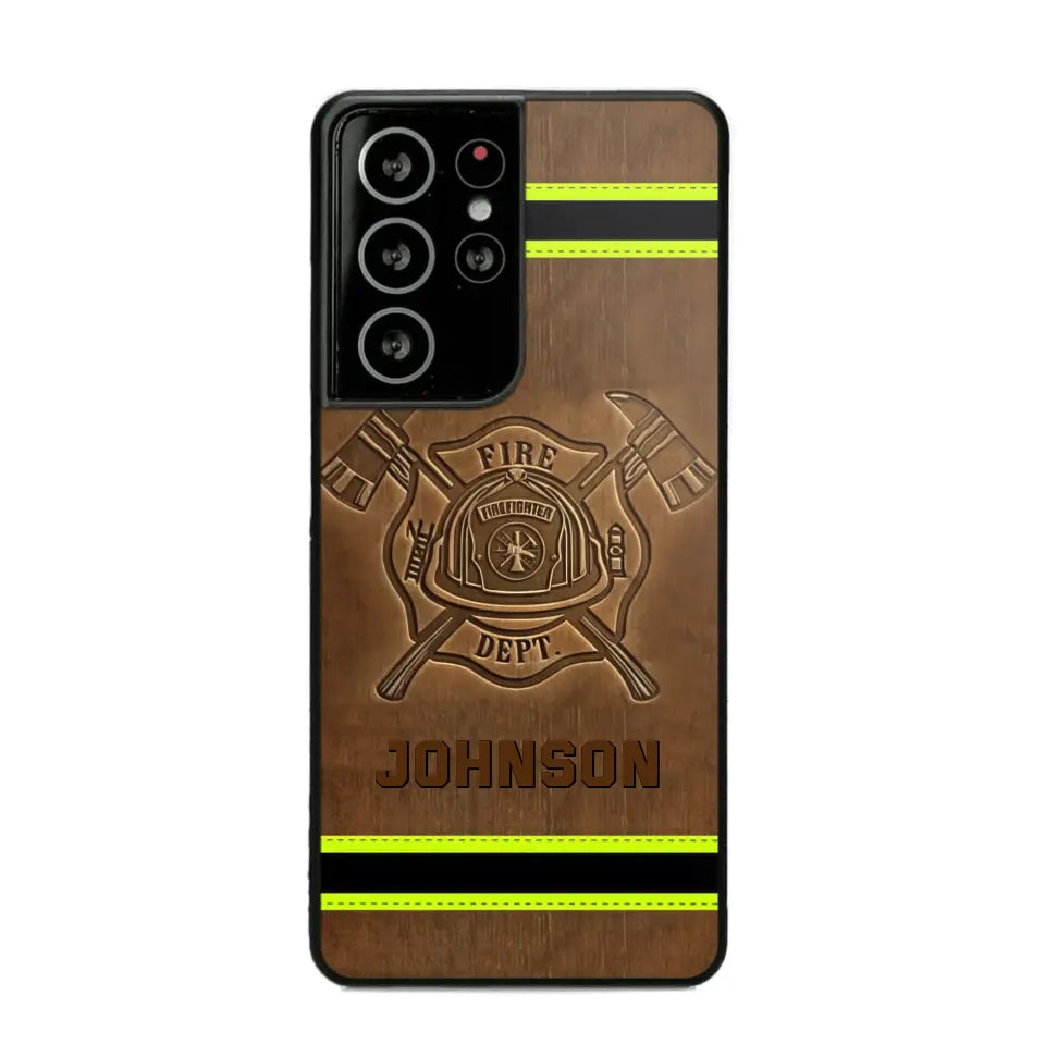 Personalized Firefighter Custom Name Leather Phonecase Printed KVH23949