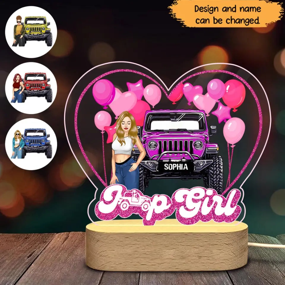 Personalized Jeep Girl Heart LED Lamp Printed MTHN23950