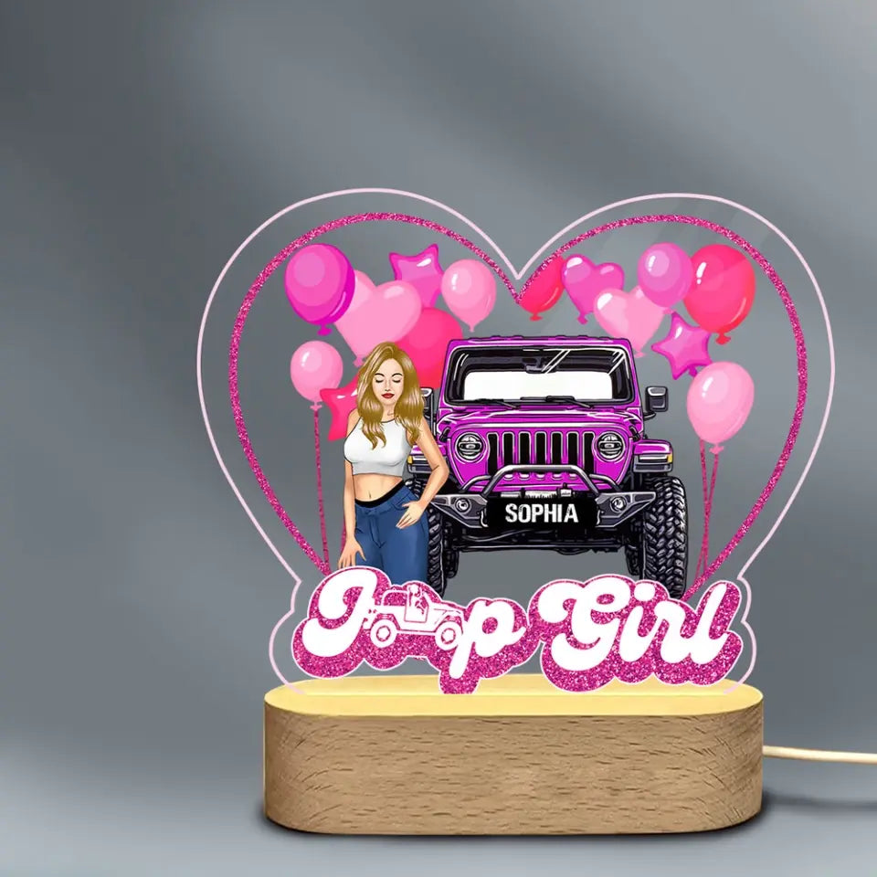 Personalized Jeep Girl Heart LED Lamp Printed MTHN23950