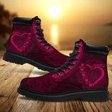 Personalized Auntie Pink Heart & Kid Names Leather Boots Printed KVH23965