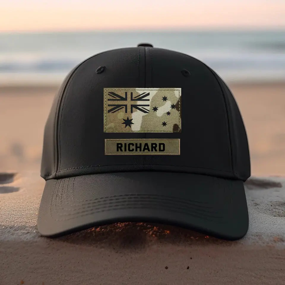 Personalized Australian Armed Forces Custom Name Black Cap 23980KVH