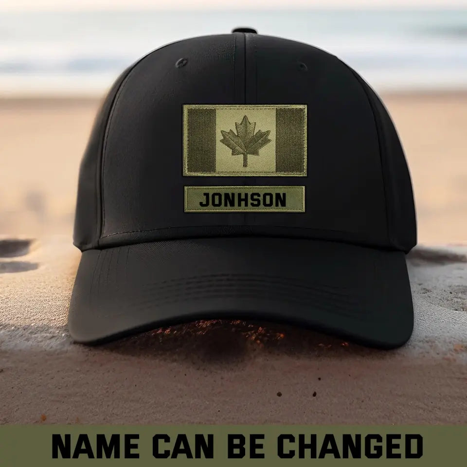 Personalized Canadian Armed Forces Custom Name Black Cap 23980KVH