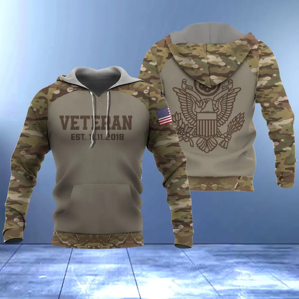Personalized Military Branch Veteran Custom Time Hoodie 3D Printed QTVQ23984