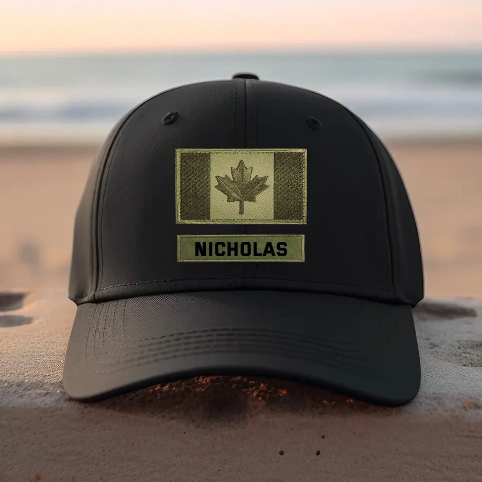 Personalized Canadian Armed Forces Custom Name Black Cap 23980KVH