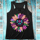 Personalized Dog Mom & Dog's Name Sunflower Colorful Woman's Flowy Racerback Tank Printed 23APR-PTN10